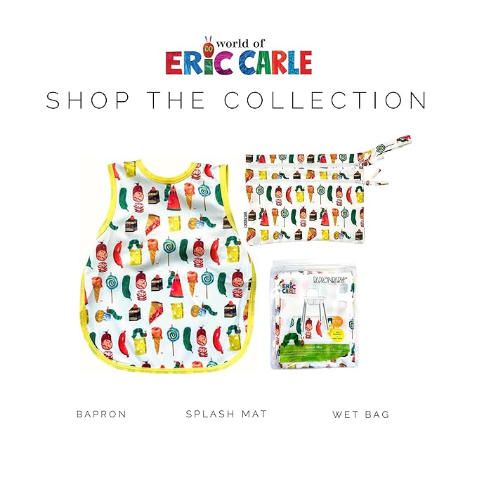 BapronBaby Eric Carle Food Parade Bapron - No Neck Tie Safer Bib for Baby & Toddler - Soft Waterproof Stain Resistant - Machine Washable - Sz Preschool 3-5yrs