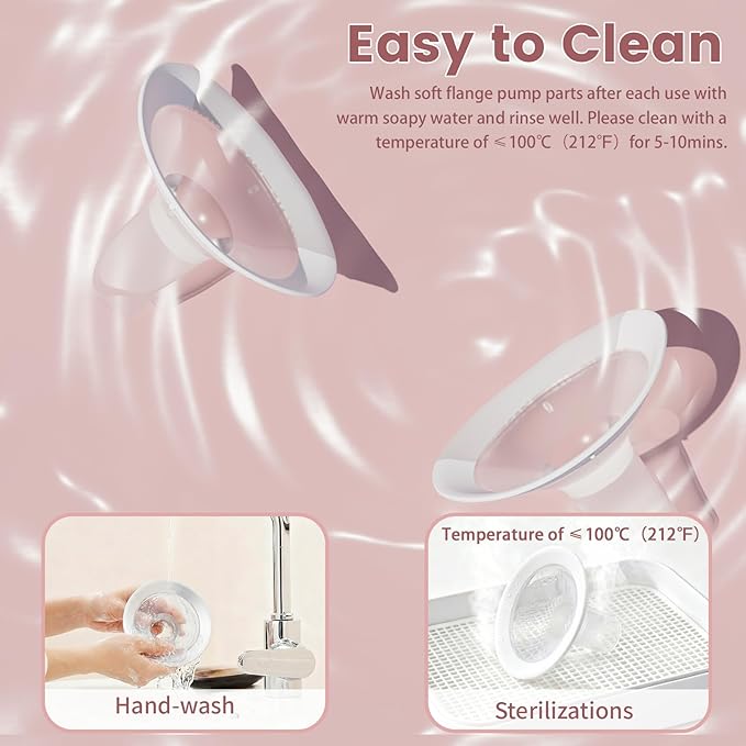2pcs 17mm Soft Rim Flanges with 106 Degree Wider Opening Angle for Medela Breast Pump, PersonalFit, Freestyle, Maxflow, Freestyle Flex Swing Maxi Connector, Lansinoh Signature Pro