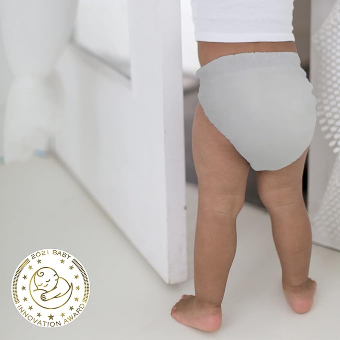 SmartNappy by Amazing Baby, NextGen Hybrid Cloth Diaper Cover + 1 Tri-fold Reusable Insert + 1 Reusable Booster, Gray, Solid, Size 4, 22-40 lbs (Pack of 2)