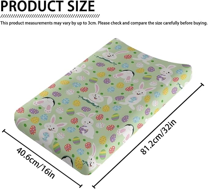 Rabbit Egg Easter Changing Pad Cover Waterproof Breathable Universal Tray Table Mat for Boys Girls Stretchy Soft Changing Table Cover Easy to Clean
