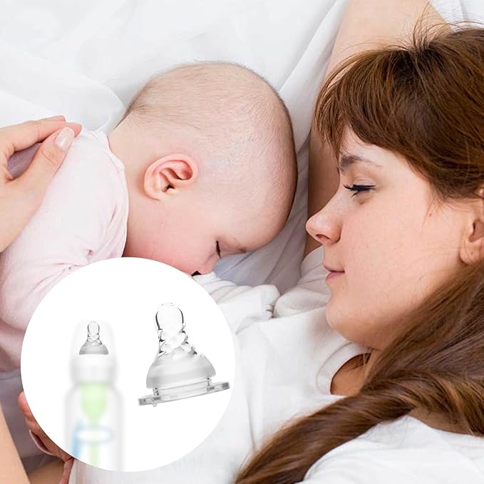 6pcs Silicone Level 1 Nipple for Dr. Brown’s Bottles, 1.5 Inch Preemie Slow Flow Narrow Transitional Size 1 Nipple Sippy Straw Spout Replacement Accessories Compatible with Dr. Brown’s Bottle