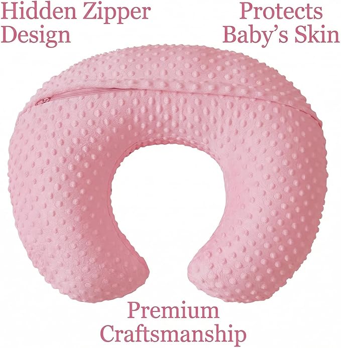 Nursing Pillow, Breastfeeding Pillows with Removable Cover for Mom with Breathable Filling, Ergonomic Baby Feeding Essentials for Bottle and Breastfeeding (Pink)