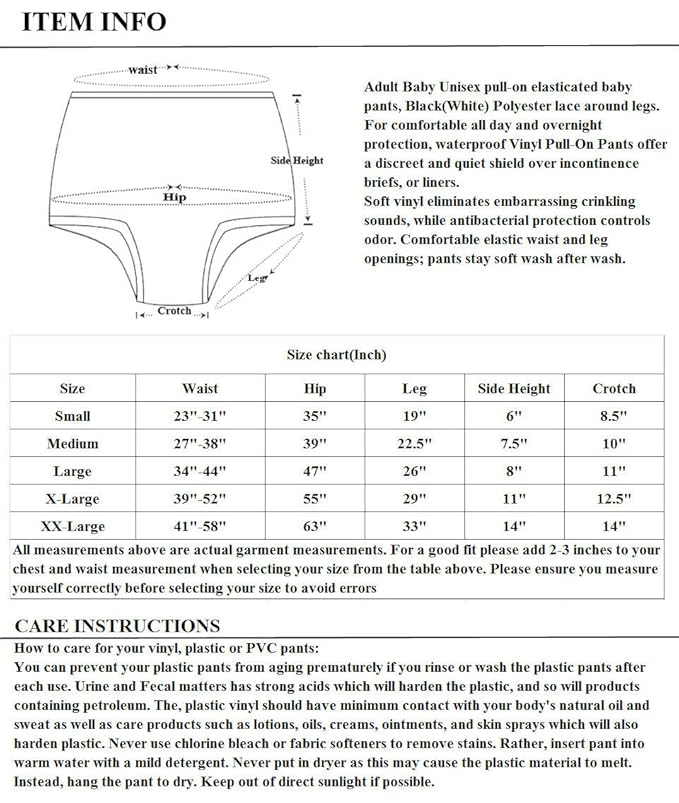 Haian Adult Incontinence Pull-on Plastic Pants Lace Panties with White Lace (Medium, Baby Blue)
