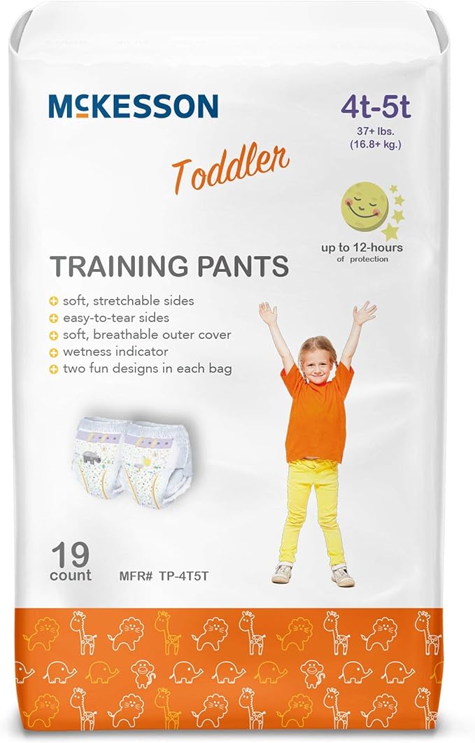 McKesson Toddler Training Pants, Size 4T to 5T (Over 37 lbs), 19 Count, 4 Packs, 76 Total