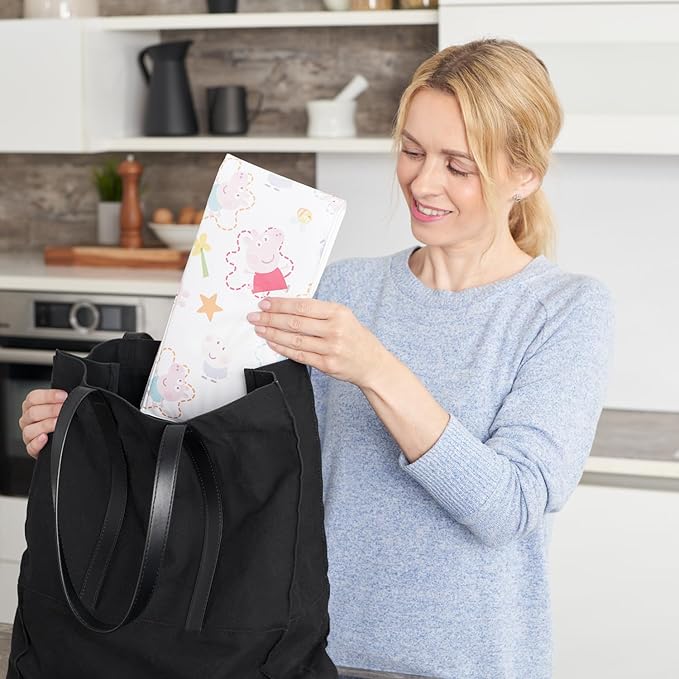 Peppa Pig Portable Nappy Changing Mat Travel Baby Change Mat, Wipe Clean Material, Foldable Padded BPA Free 0M+ Lightweight White/Pink Colour for Babies