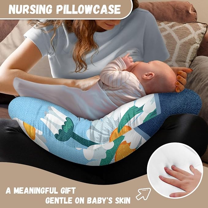 Forchrinse Hummingbird Daisy Nursing Pillow Cover for Baby Boys Girls,Stretch Nursing Pillows Slipcover Soft Nursing Pillow Slipcovers for Breastfeed
