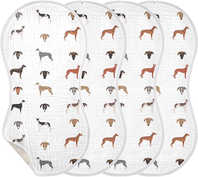 vvfelixl Muslin Burp Cloths English Greyhound Dogs Baby Washcloths for Baby Girl Boys 2 Pack