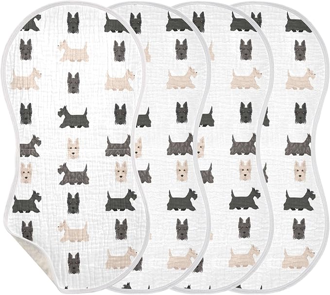 vvfelixl Scottish Terrier Dogs Burp Cloths for Baby Boy Girls Baby Washcloths Burp Rags 1 Pack