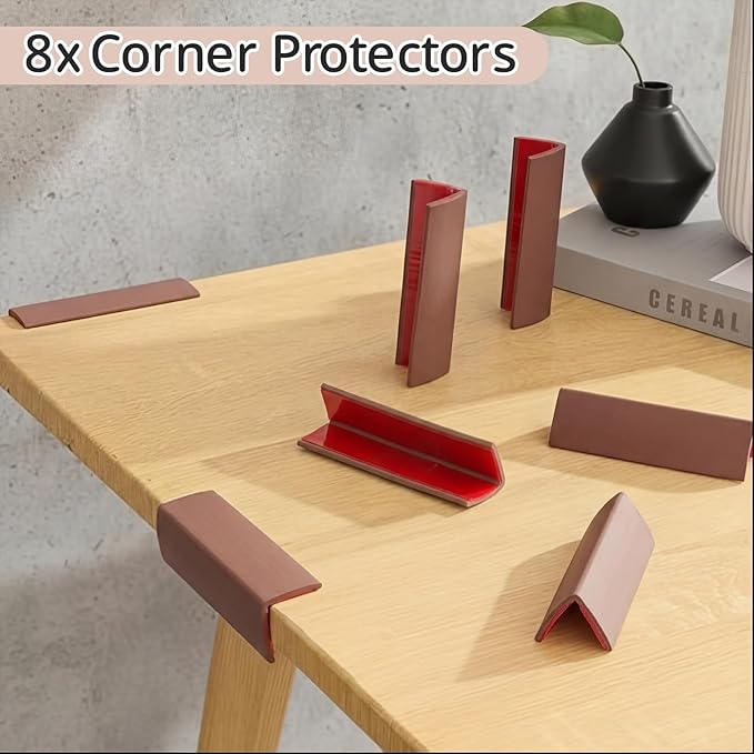 Pangda Baseboard Corners Blocks Self Adhesive Rubber Safety Corner Protectors Proofing Edge Guard Corner Cushion for Wall Furniture Edge (Brown,8 Pcs)