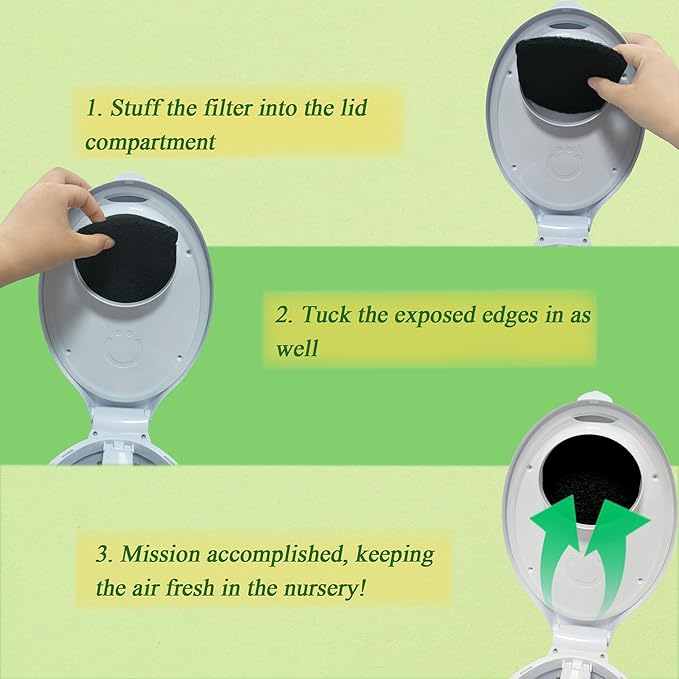 PurifyLogix Diaper Pail Deodorizers Activated Charcoal Filter Refills Compatible with Ubbi Diaper Pail | 6 Pack Carbon Filter | Precise fit | Thickened | Natural, Odor Eliminator, Keep Home Fresh