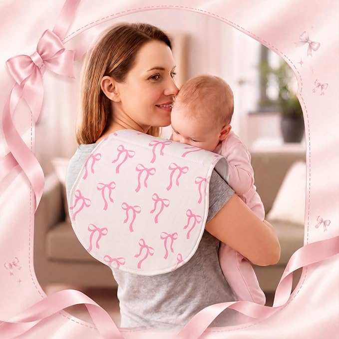 Boao 4 Pcs Mallard Duck Baby Burp Cloths Duck Hunting Soft Plush Newborn Spit up Rags Mallard Burp Cotton Cloths Rag for Boy Girl Newborn Infant Gifts Nursery Decor 20.87 x 9.84 Inches (Bow,Pink)