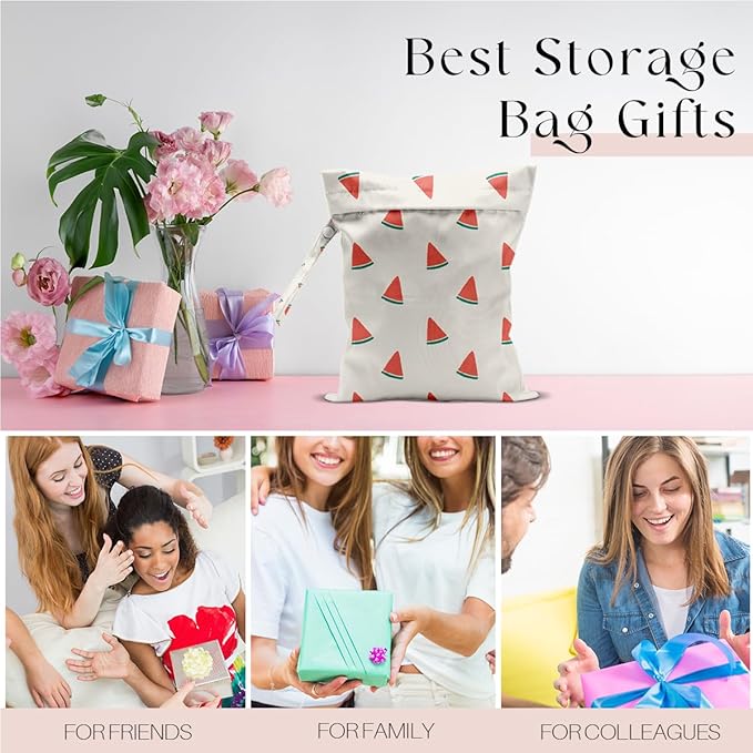 Wet Bag, Wet Dry Bag, Waterproof Swim Bags, Machine Washable Reusable Bags for Beach, Pool, Diapers, and Dirty Yoga Gym Clothes(Cute Watermelon Print