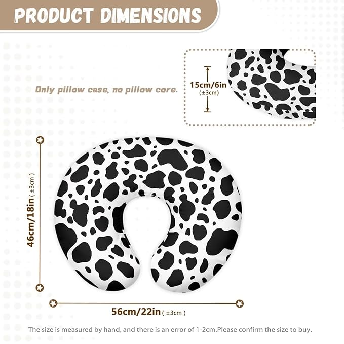 Cow Hide Print Baby Breastfeeding Pillow Slipcover Soft Comfortable Fabric Nursing Pillowcase with Hidden Zipper Easy to Put On & Remove Nursing Case for Boy Girl