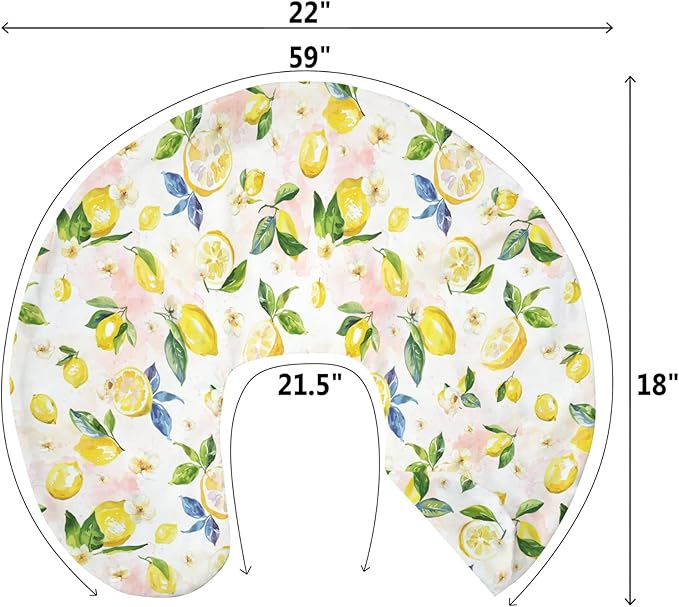 Vintage Lemons Baby Nursing Pillow Covers for Boy Girl Lemon Branch Leaves Flowers Nursing Pillowcase for Breastfeeding Pillows Tropical Summer Fruits Soft Stretchy Slipcovers for Newborn Infant