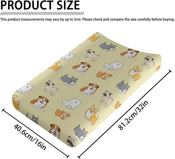 GOSTONG Bulldog Puzzle Theme Baby Diaper Changing Pad Cover Nursery Changing Pad Sheets Breathable Stretchy Decorations for Baby Girls Boys Room
