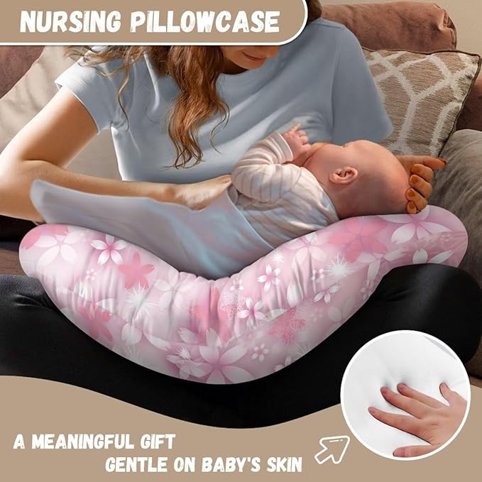 Nursing Pillow Cover Stretchy Removable Nursing Covers for Breastfeeding Pillows,Women Cute Nursing Pillow Slipcover Replacement for Home Decor,Axolotl Floral