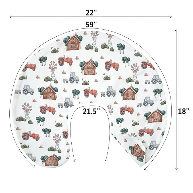 Boho Farm Life Baby Nursing Pillow Covers for Boy Girl Tractor Barn Trees Meadow Nursing Pillow Slipcover for Breastfeeding Pillows Farmyard Soft Stretchy Removable Covers for Newborn Infant