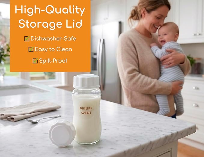 Travel and Storage Bottle Cap Compatible with with Philips Avent Natural & Anti-Colic Baby Bottle, Leak-Proof Lid, Easy-to-Clean, BPA-Free Reusable Cover for Freezing & Transport, 6-Pack