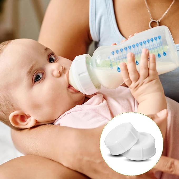10Pcs Narrow Baby Bottle Caps Compatible with Dr Brown's, Medela, Ameda, Travel Bottle Caps Replacement Parts for Dr Brown, Storage Baby Bottle Lids with Sealing Gasket BPA Free Leak Proof (White)