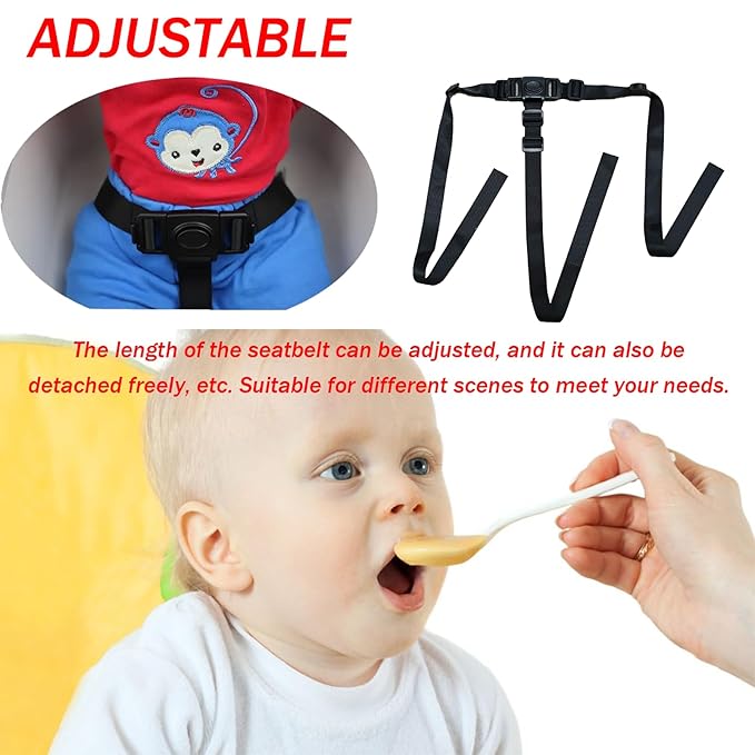 Universal 3 Point Harness Baby Chest Harness for Child/Kid Seats, Adjustable Harness Strap for High Chair/Pushchair/Stroller, Black