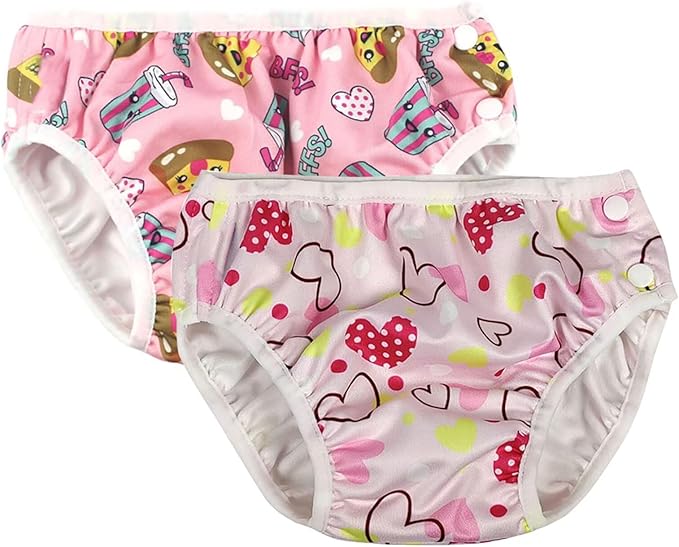 Baby Kids Swim Nappies Cover Diaper Swimming Trunks Middle-Waisted Swimming Training Pants (18-24 Months, Pink+ Light Pink)