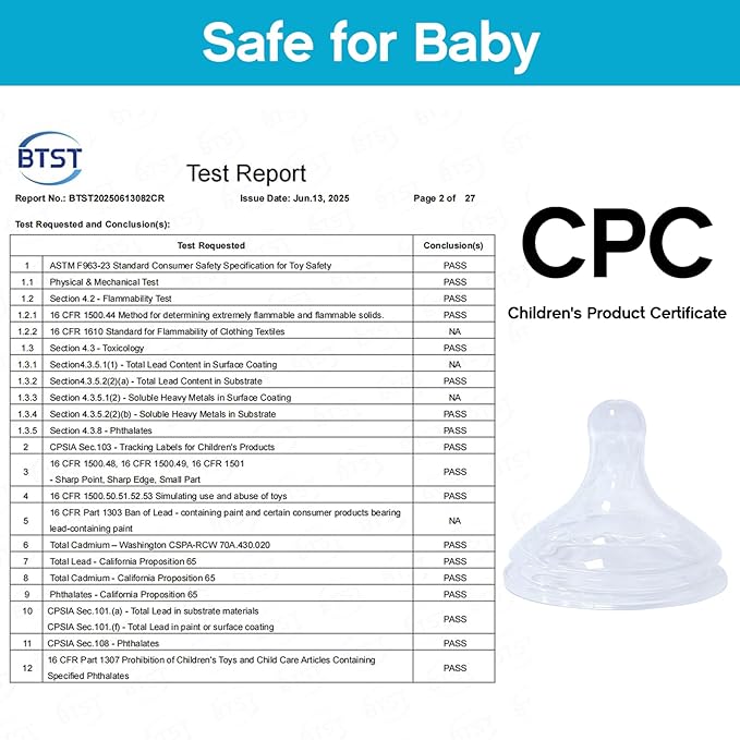 Silicone Baby Nipple for Dr Brown's Natural Flow Level 3 Wide Neck Baby Bottles, Soft Bottle Nipples for Baby 6m+, Fast Flow, 4 Count