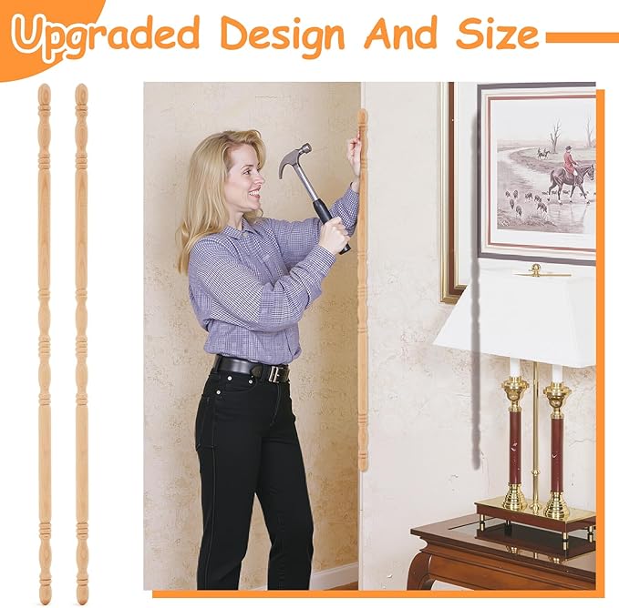 DoubleFill 2 Pack Red Oak Corner Guards for Wall Decorative Wall Corner Protector 39-1/2'' x 1'' Solid Wood Edges Protect Trim for Pets Renovation, Easy Installation