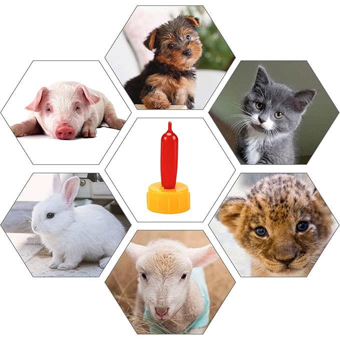 PAGOW 20PCS Nipple for Goats, Small Animal Milk Drink Nipples, Soft Rubber Pacifier for Nursing Lambs and Goat Kids