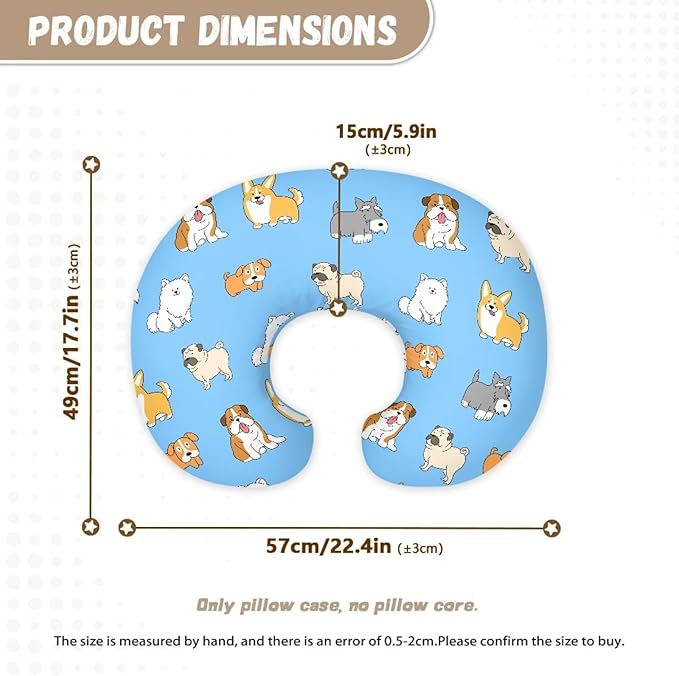 Puppy 2 Nursing Pillow Cases for Newborn Support for Breastfeeding, Bottle Feeding & Bonding Feeding Pillow Cover Stretchy Comfortable Pillow Slipcover Cover Only