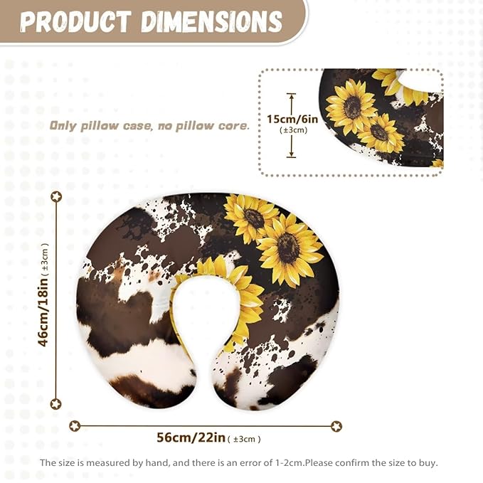 Brown Cow Sunflowers Breast Feeding Pillow Covers for Baby Boys Girls Soft Machine Washable Newborn Nursing Pillow Case Slipcover with Hidden Zipper, Easy to Use