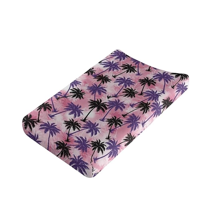 Coconut Tree Summer Changing Pad Cover Boys Rabbit Changing Table Covers for Baby Girls and Boys Soft Diaper Changing Pad Cover Pink