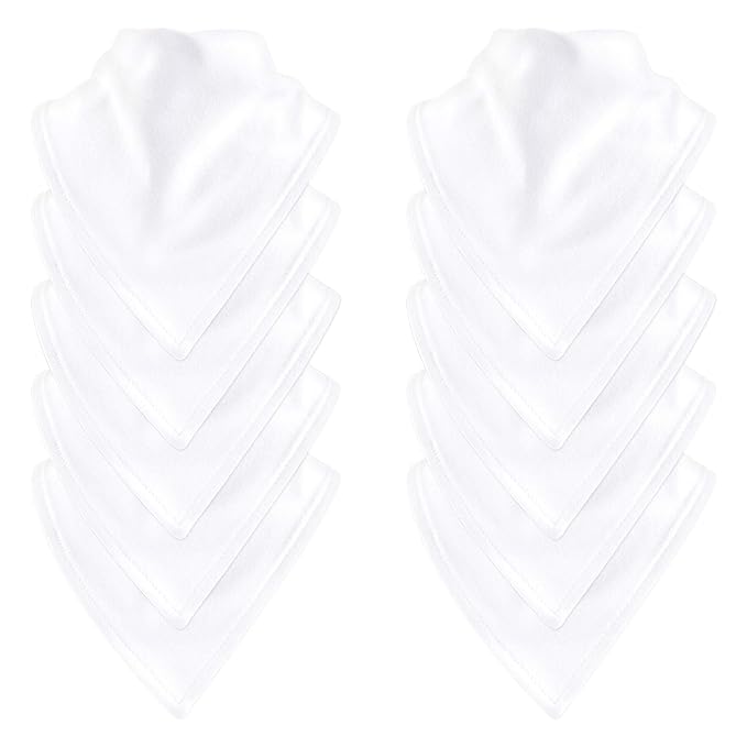 Touched by Nature Unisex Baby Organic Cotton Bandana Bibs, White, One Size
