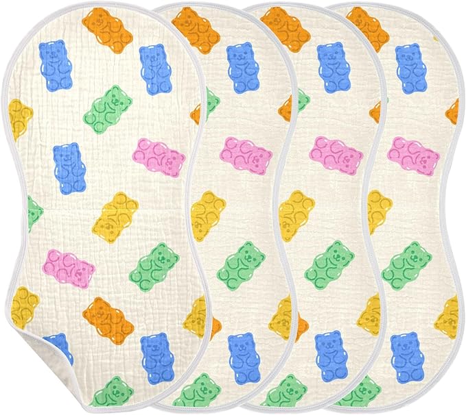 vvfelixl Colorful Gummy Bears Burp Cloths for Baby Boy Girls Baby Washcloths Burp Rags 1 Pack