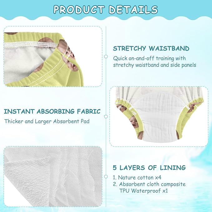 Joko Ivery 1 Bright Yellow Custom Potty Training Pants Traning Potty Panty Unisex for Girls Boys Toddlers 4T 3Pcs