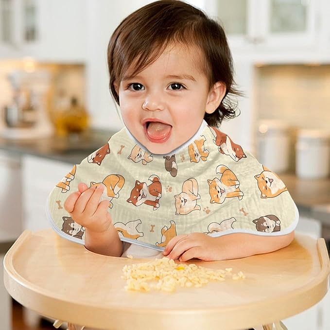 Lovely Shiba Inu Dog Muslin Burp Cloths for Baby 4 Pack Soft 100% Cotton Baby Washcloths Bibs for Boy Girl