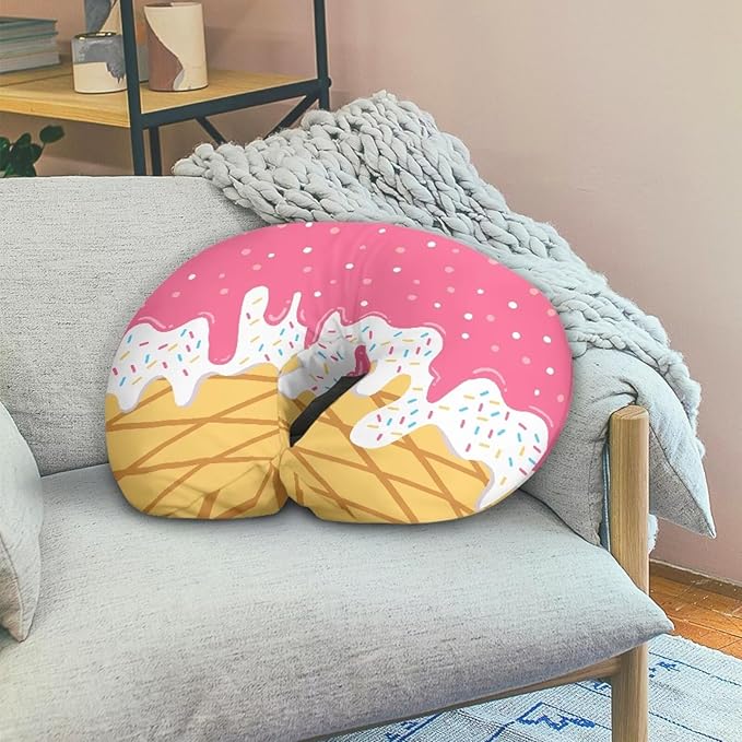 Pillow Cover Breastfeeding Breast Feeding Pillows Slipcover for Moms Soft Breathable Newborn Infant Feeding Pillow Covers for Baby Girl Boy, Ice Cream Pink