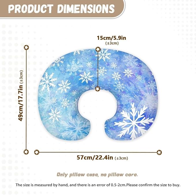Snowflake Gradient Nursing Pillow Covers Breastfeeding Pillow Slipcover for Newborn Soft Nursing Pillow Case Skin-Friendly U-Shaped Hidden Zipper Design
