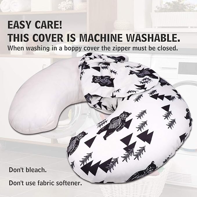 TANOFAR Bear Nursing Pillow Cover, Breastfeeding Pillow Slipcover for Baby Boys & Girls, Nursing Pillow Case for Newborn, Soft Fabric Fits Snug On Infant, Washable & Breathable, Black & White Animal