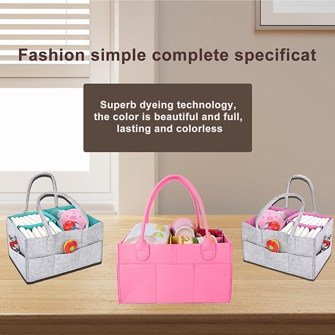 Baby Diaper Caddy is a versatile baby basket designed for nursery storage, car organization, and as a thoughtful gift for baby showers. Perfect for storing diapers and baby wipes. (Pink)