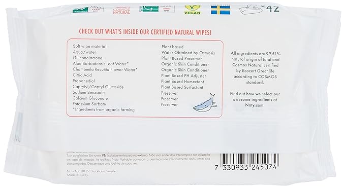 Naty Eco-Sensitive Toddler Wipes - Resealable Top - 42 ct