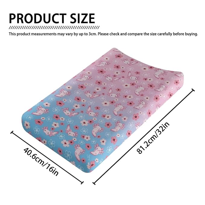 Axolotl Diaper Changing Pad Cover Cherry Blossom Changing Table Covers Salamander Baby Changing Mat Newborn Infant Changing Table Sheets Toddler