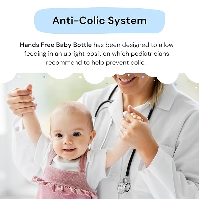 Hands-Free Baby Bottle - Anti-Colic Nursing System 9 oz Baby Bottle with Fast Flow Nipple/Teat 3m+ with Tube Straw Feeding System for Toddler (1 Bottle - Blue)