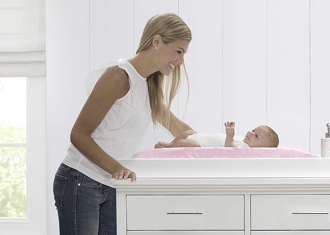 Delta Children Personalized Contoured Changing Pad with Plush Cover - Embroidered with Name, Pink