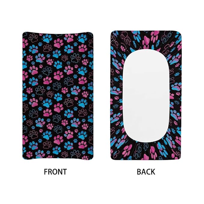 Paw Print Changing Pad Cover for Baby Cute Baby Diaper Change Table Pad Covers Soft Cradle Mattress Sheets