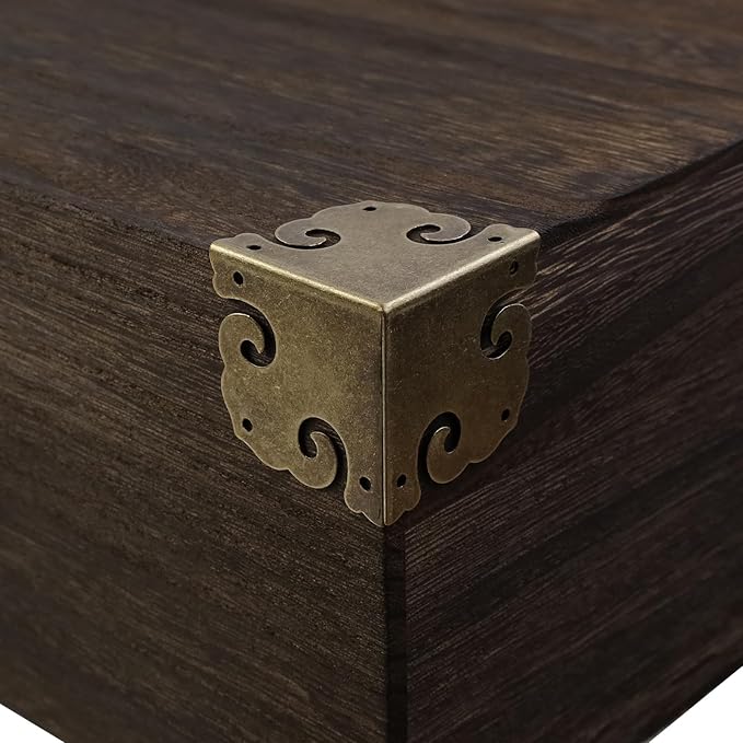 MY MIRONEY 4PCS Brass Furniture Corner Protector Decorative Box Corner Protector Hollow Cloud Pattern Antique Hardware Desk Edge Corner Guard with Nails, 1.38" x 1.38" x 1.38"