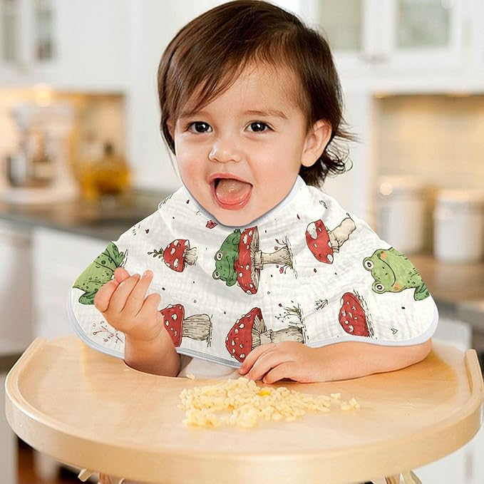 Retro Frogs Mushrooms Burp Cloths Baby Boys Girls Absorbent Soft Cotton Burping Cloths Rags 2 Pack