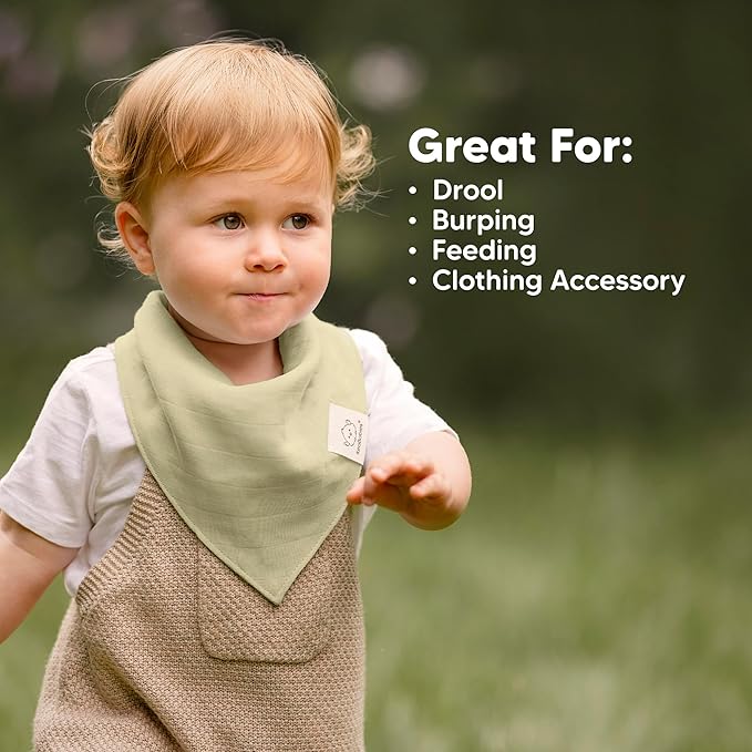 8-Pack Muslin Baby Bibs for Boys, Girls - Muslin Bandana Drool Bibs for Baby Girl & Boy, Drooling Newborn, Teething Toddler, Infant 0-36 Months, Soft Cotton Extra Absorbent (Sahara)
