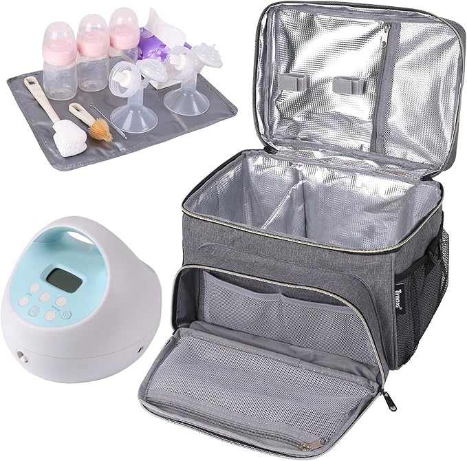 Breast Pump Bag Fit for Spectra S1 and S2, Pumping Bag with Breastmilk Ice Pack & Waterproof Mat, Perfect for Working Moms and Travel