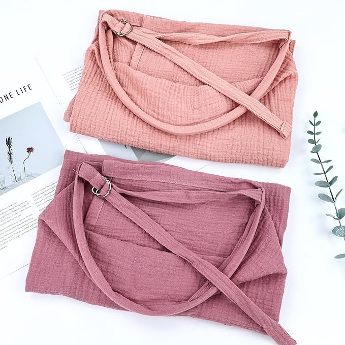 Cinaci 2 Pack Pure Cotton Muslin Lightweight Breathable Breastfeeding Nursing Cover Blankets with Adjustable Metal Clasp (Dusty Pink+Dark Dusty Pink)