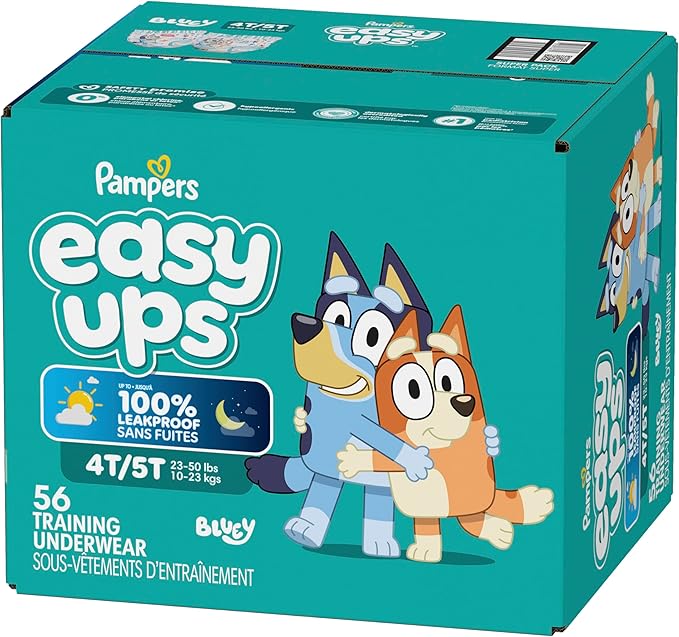 Pampers Training Pants - Easy Ups Boys & Girls Bluey - Size 4T-5T, 56 Count, Children's Potty Underwear (Packaging May Vary)